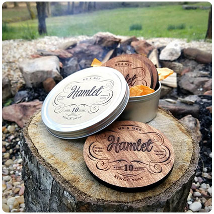 10th Anniversary Personalized Wood Coasters