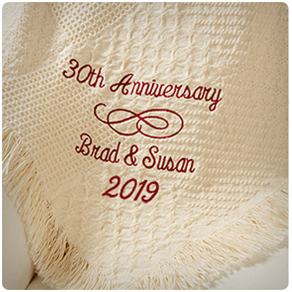 Happy Anniversary Embroidered Afghan