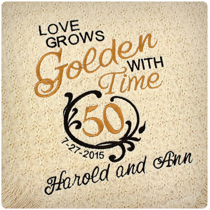 Personalized 50th Anniversary Embroidered Throws