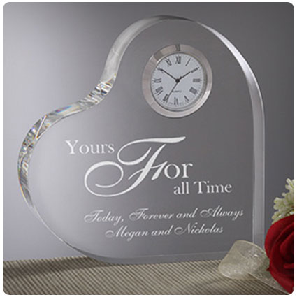 A Time For Love Engraved Heart Clock