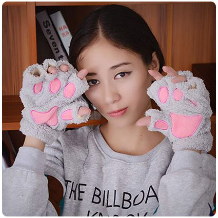 Arshiner Bear Plush Soft Winter Gloves
