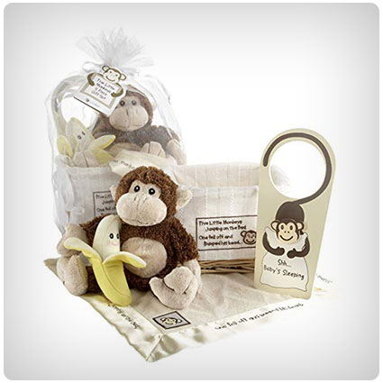 Baby Aspen Little Monkeys Gift Set with Keepsake Basket