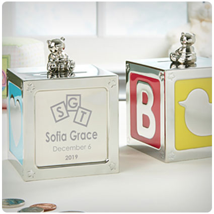 Baby Block Personalized Engraved Bank