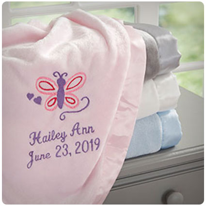 Butterfly Personalized Embroidered Baby Blanket