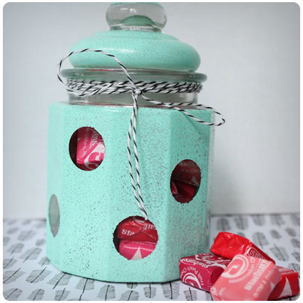 Diy Polka Dot Candy Jar Gift
