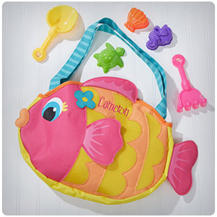 Embroidered Fish Beach Tote & Toy Set