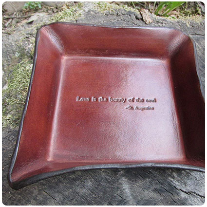 Inscribed Leather Desk Tray