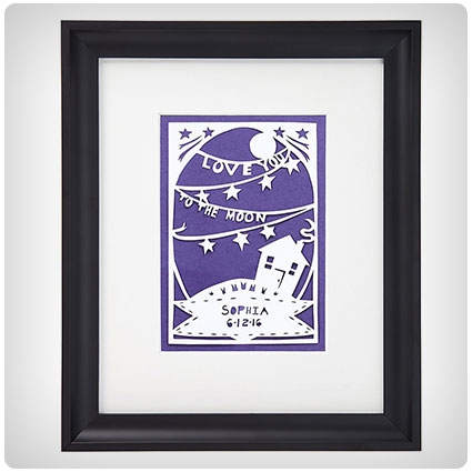 Love You To The Moon Personalized Papercut