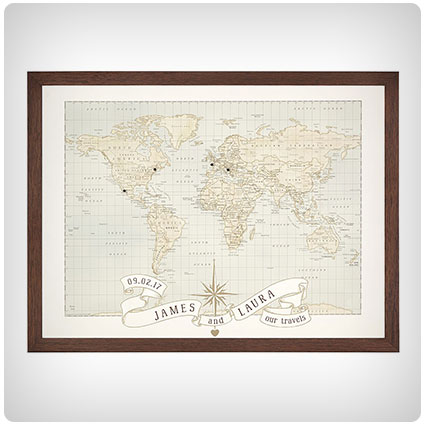 Personalized Anniversary Pushpin World Map