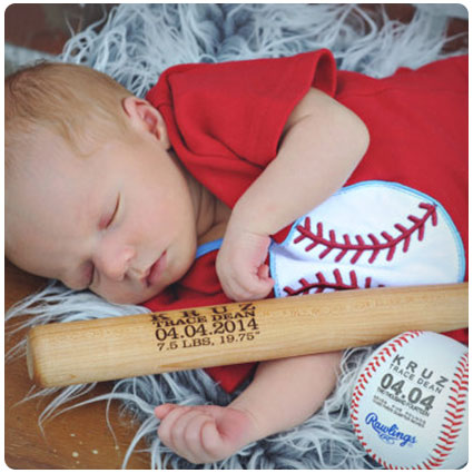Personalized Baseball Bat Birth Announcement