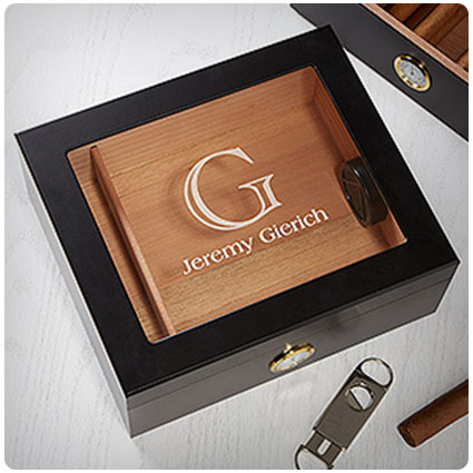 Premium Black Personalized Cigar Humidor