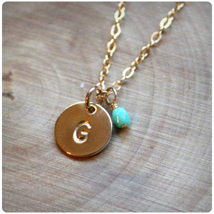Tiny Initial Necklace with Birthstone