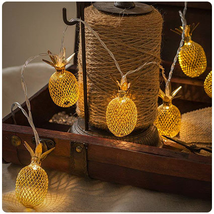 Gold Metal Mesh Pineapple LED String Lights