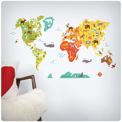 World Map Fabric Wall Decal