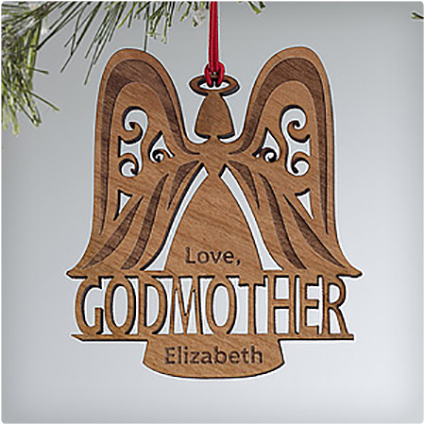 Godparent Wood Angel Ornament