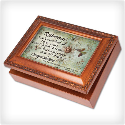 Cottage Garden Retirement Woodgrain Music Box Jewelry Box Plays Amazing Grace