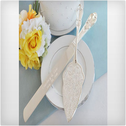 Embossed Cake Server Set