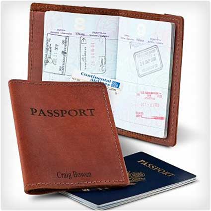 Embossed Leather Passport Holder