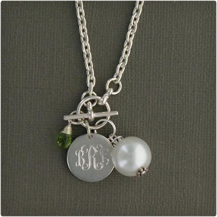 Monogram Birthstone Pewter Necklace