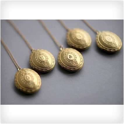 Set of 5 Personalized Locket Necklaces