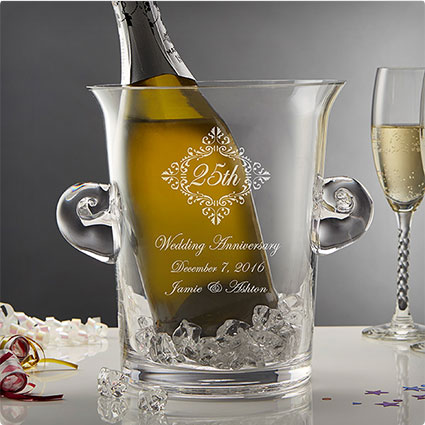 Anniversary Engraved Crystal Ice Bucket