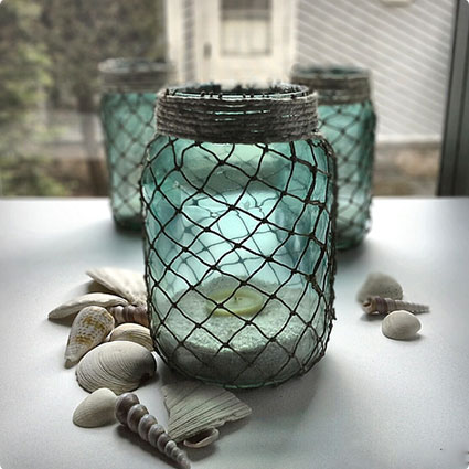 Fisherman Netting Wrapped Jars