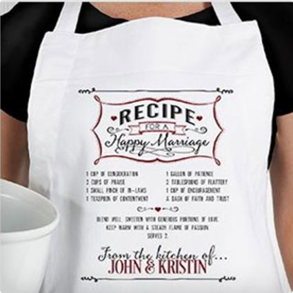 Recipe for a Happy Marriage Personalized Apron