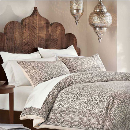 Taupe Block Print Duvet Set