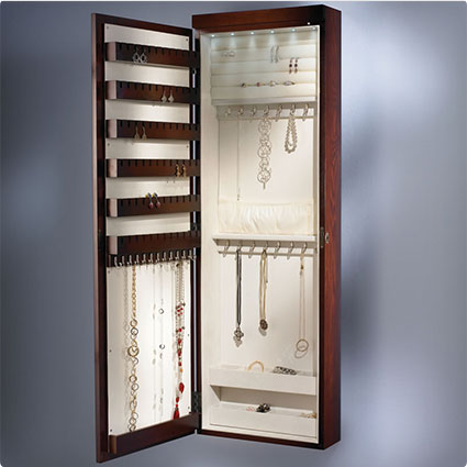 Wall Mounted Lighted Jewelry Armoire