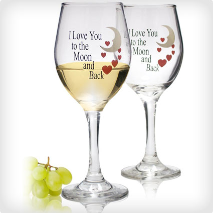 To The Moon and Back Wine Glasses