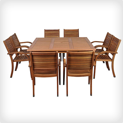 Amazonia Arizona 9-Piece Eucalyptus Square Dining Set