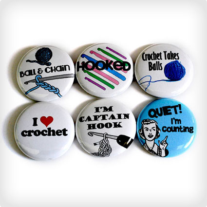 Crochet Buttons or Crochet Magnets - Great Gift for Crocheters - Funny Crochet Badges - Crochet Pins