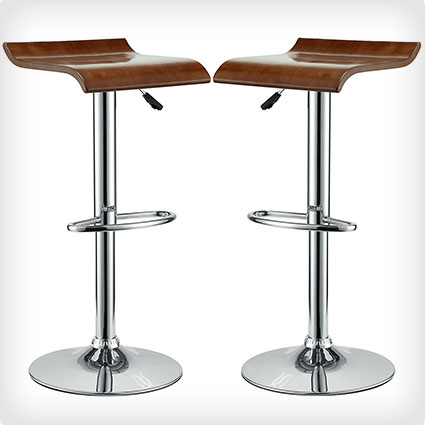 LexMod Bentwood Bar Stool Set of 2 in Oak