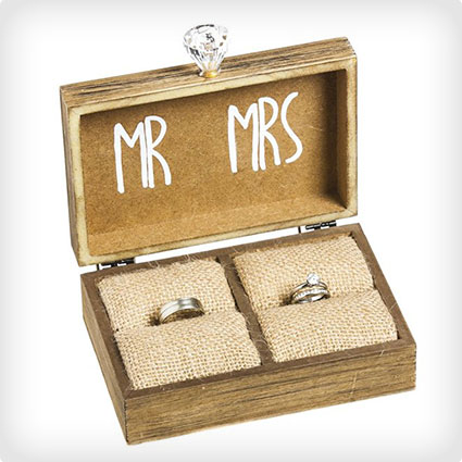 Mr. & Mrs. Wooden Ring Holder Box