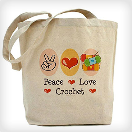 Peace Love Crochet Tote