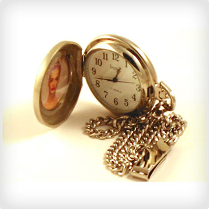 Wind Up Pocket Watch with Photo Holder