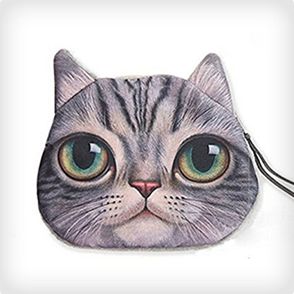 Lifelike Cat Face Bag Zipper Case Coin Purse