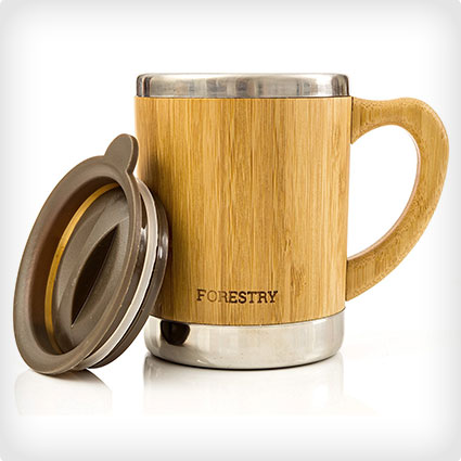 Stainless Steel and Bamboo Insulated Mug