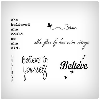 Believe Quotes Temporary Tattoo