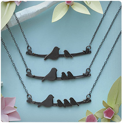 Mother Nestling Birds Necklace