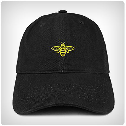 Bee Embroidered Brushed Cotton Dad Hat Cap