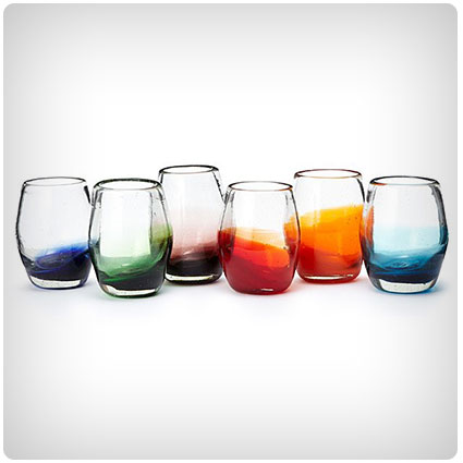 Multicolor Ombre Stemless Wine Glass Set