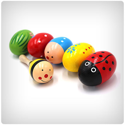 Adorable Wooden Egg Maracas Music Percussion