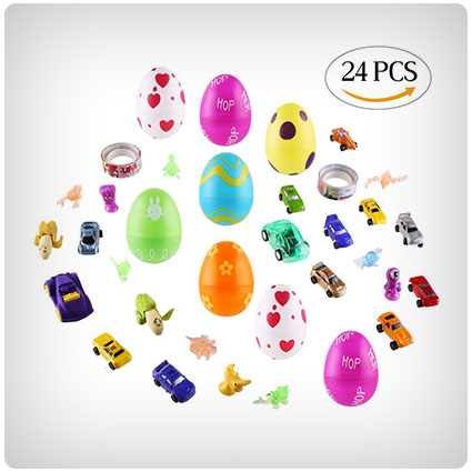 CCINEE Printed Plastic Easter Eggs with Toys Inside