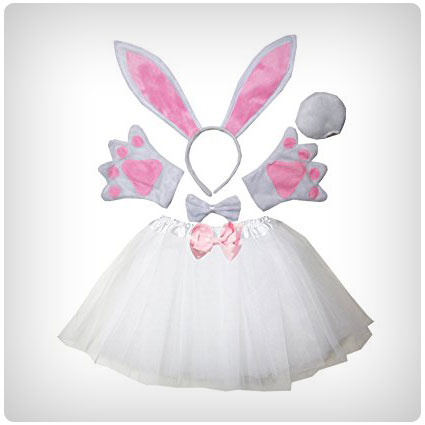 Costume Ears Headband Bowtie Tail Tutu Paws Set