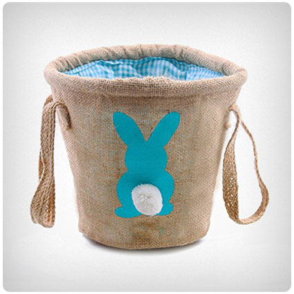 Easter Bunny Burlap Bag with Handles