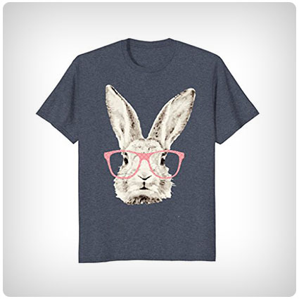 Easter Bunny Rabbit Pink Glasses Funny Hipster T-Shirt