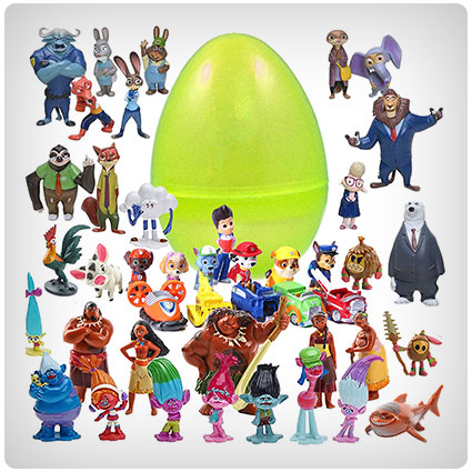 Easter Egg With Figurines Inside Assorted Fun Characters