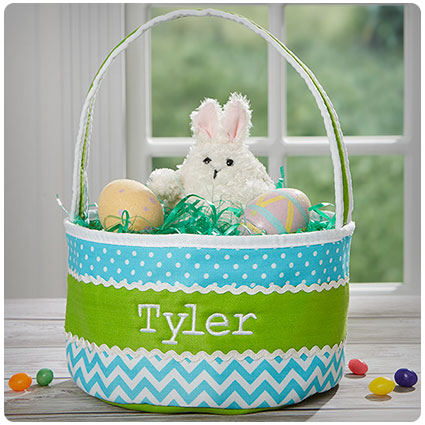 Easter Fun Personalized Blue & Green Soft Easter Basket