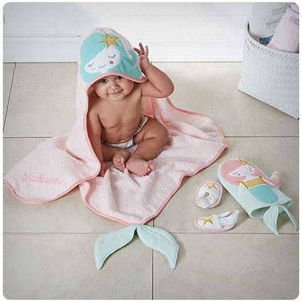 Enchanted Mermaid Embroidered Baby Bath Set